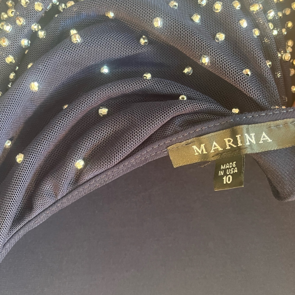 MARINA Navy Blue Long Sleeve Dress - Picture 10 of 10